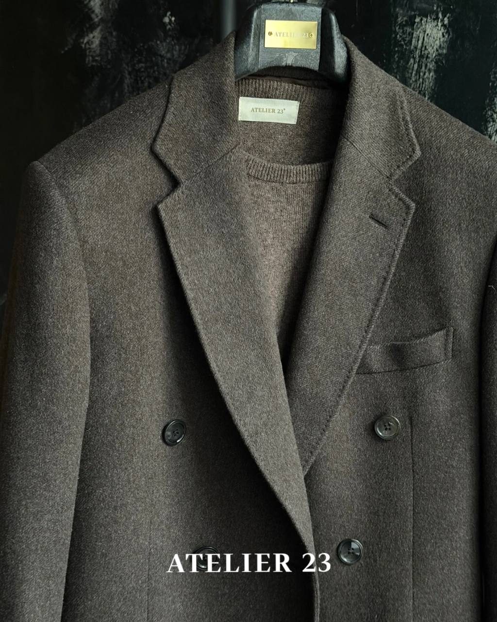 Серое кашемировое пальто с поясом из ткани Loro Piana