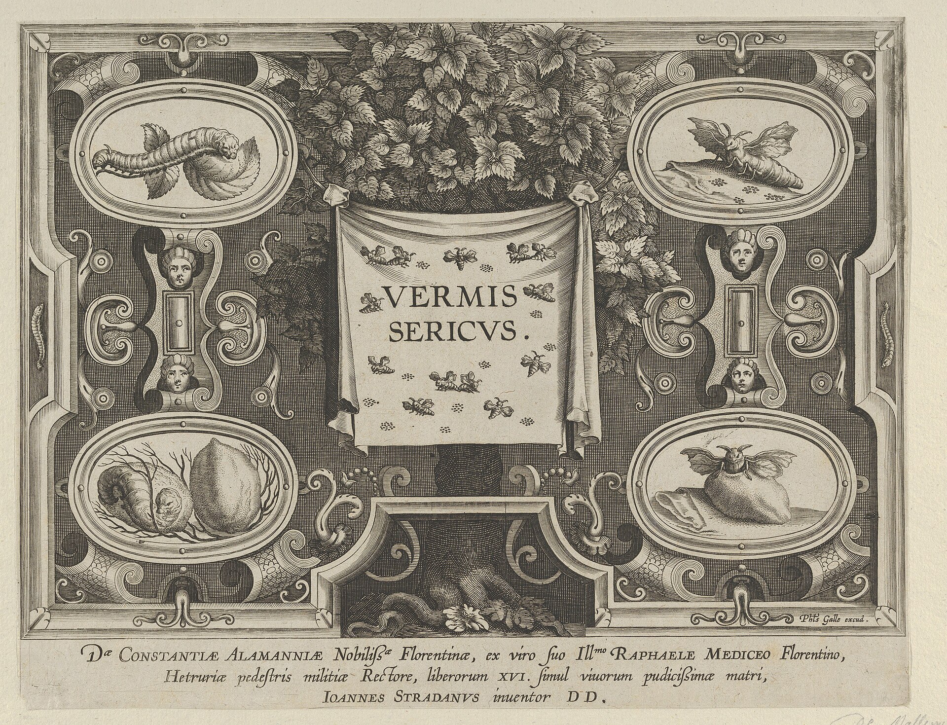 Титульный лист серии гравюр Vermis Sericus Страдануса, около 1595 года